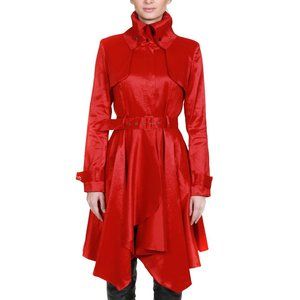 Microfabric Trench Coat with Handkerchief Hem